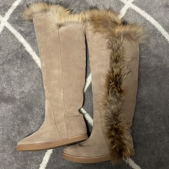 UGG Koolaburra Sasha Leather Fox Fur Tall Boot - Picture 4 of 10